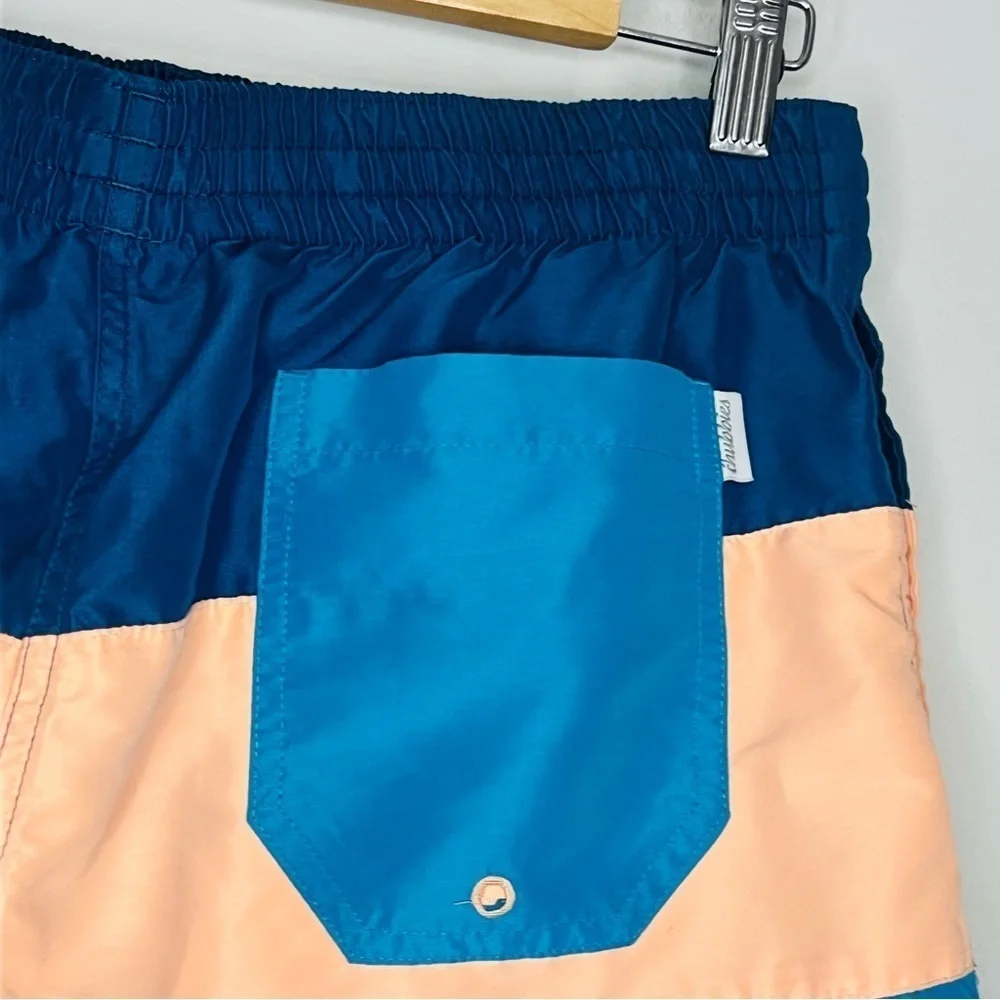 Chubbies Peach Colorblock Lined Swim Trunks L